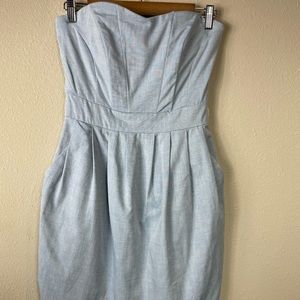 H&M‎ blue strapless knee length lined cotton dress, sz 6, NWT
